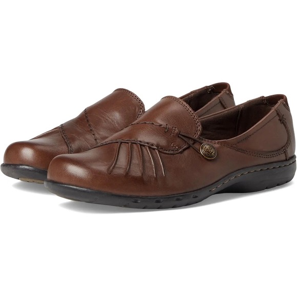Cobb Hill by New Balance Shoes - Cobb Hill by New Balance Paulette Bark Brown Leather Slip On Loafers Sz 6.5M